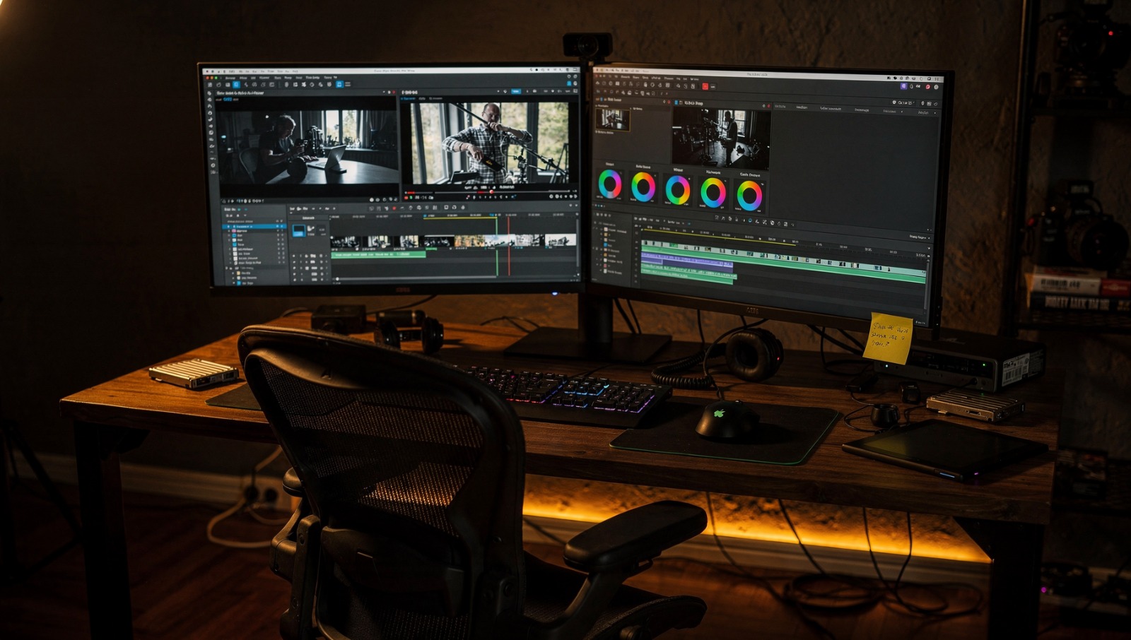Professional photo editing workspace